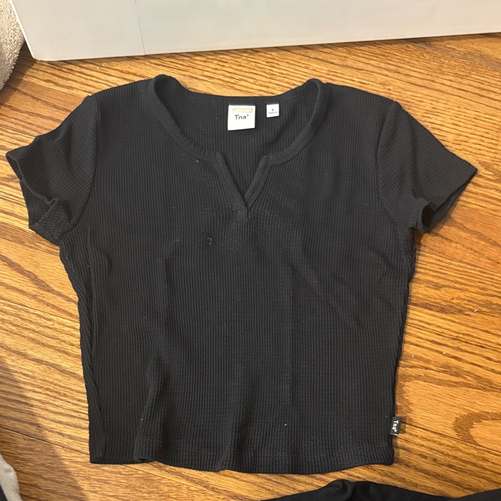 TNA Black Ribbed Tee